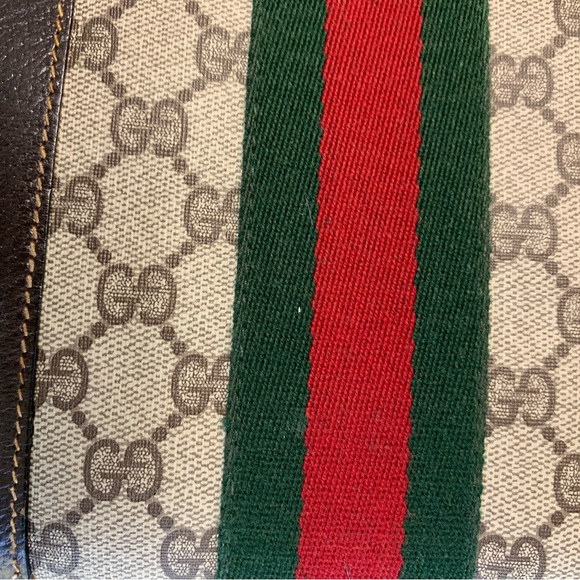 Gucci Beige and Brown Canvas Bag with Red and Green Accent Needs Restoration - Picture 13 of 16